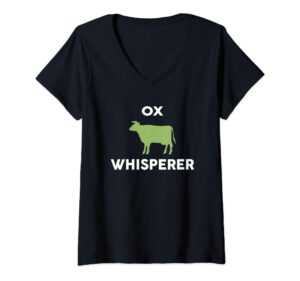 womens ox whisperer t-shirt novelty oxs v-neck t-shirt