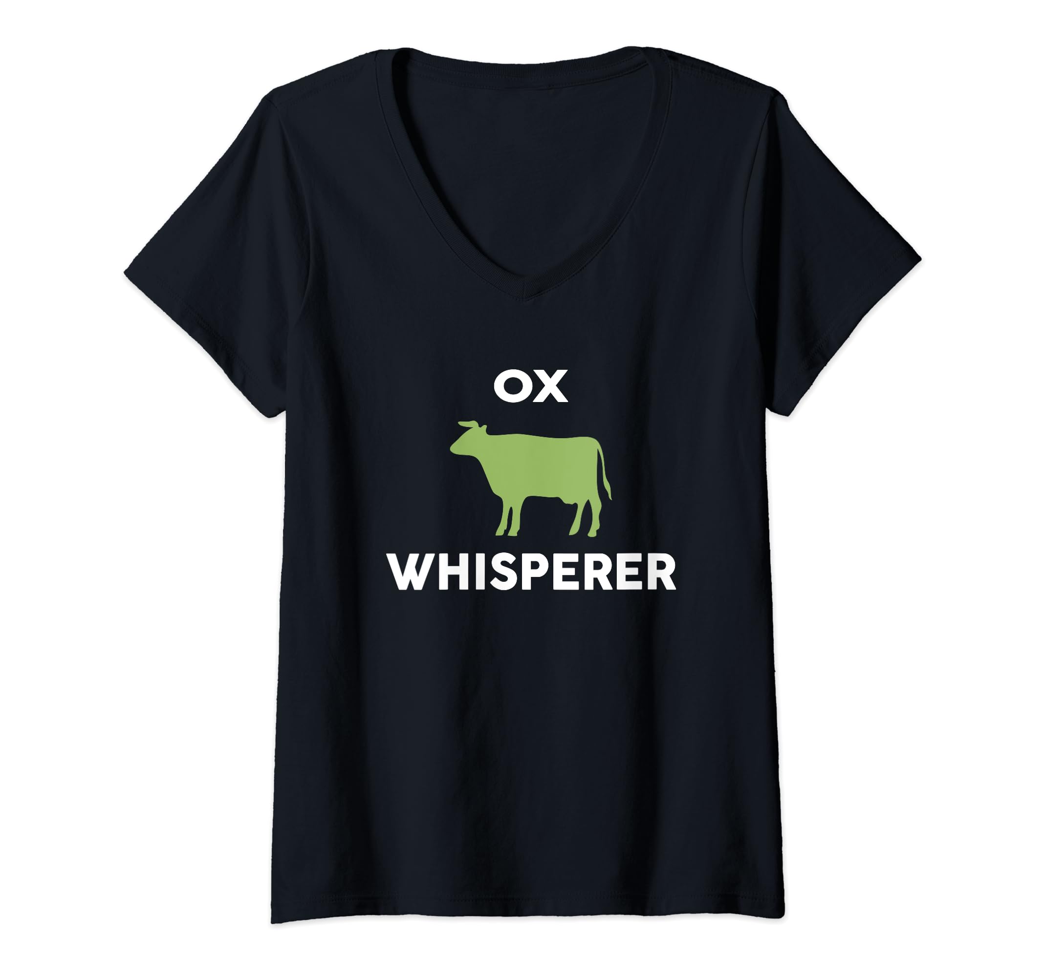 Womens OX Whisperer T-Shirt Novelty OXS V-Neck T-Shirt