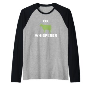 ox whisperer t-shirt novelty oxs raglan baseball tee