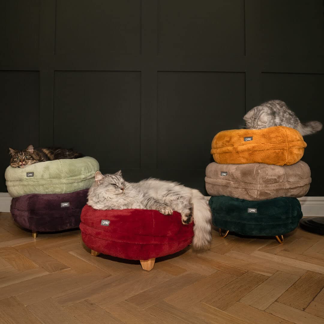 Omlet Calming Super Soft Luxury Donut Cat Bed | Easy to Clean with Machine Washable Removable Cover | Deep Filled Cat Bed for Cuddly Feeling | One Size | Peacock Green