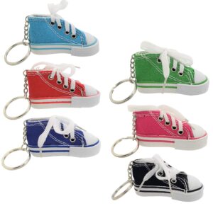 zugar land 12 pack random colors. miniature sneaker shoes keychains (3") 6 colors: pink, light blue, green, red, blue, black. backpacks, key chains (12 pack - random colors)