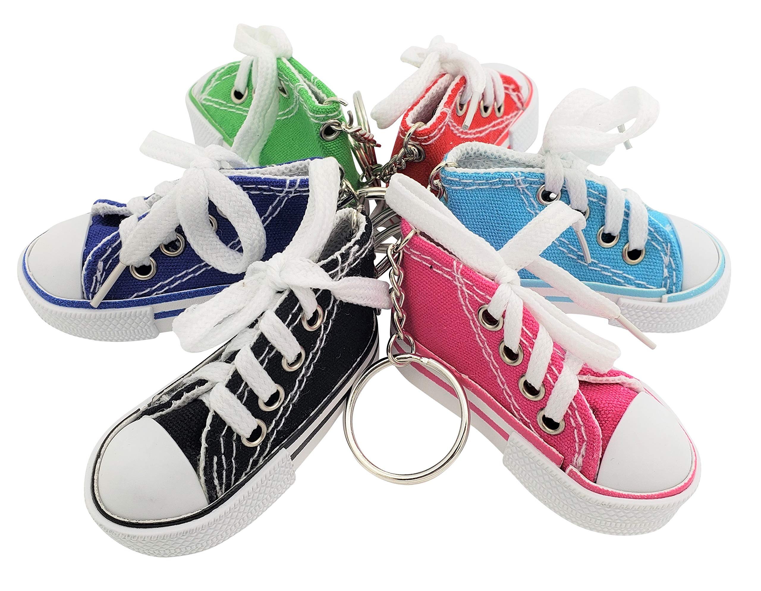 Zugar Land 12 Pack Random Colors. Miniature Sneaker Shoes Keychains (3") 6 Colors: Pink, Light Blue, Green, Red, Blue, Black. Backpacks, Key Chains (12 Pack - Random Colors)