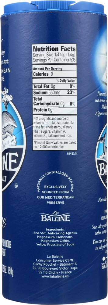 La Baleine · French Fine Sea Salt · 750g - 26.5 Oz ( Pack of 2)