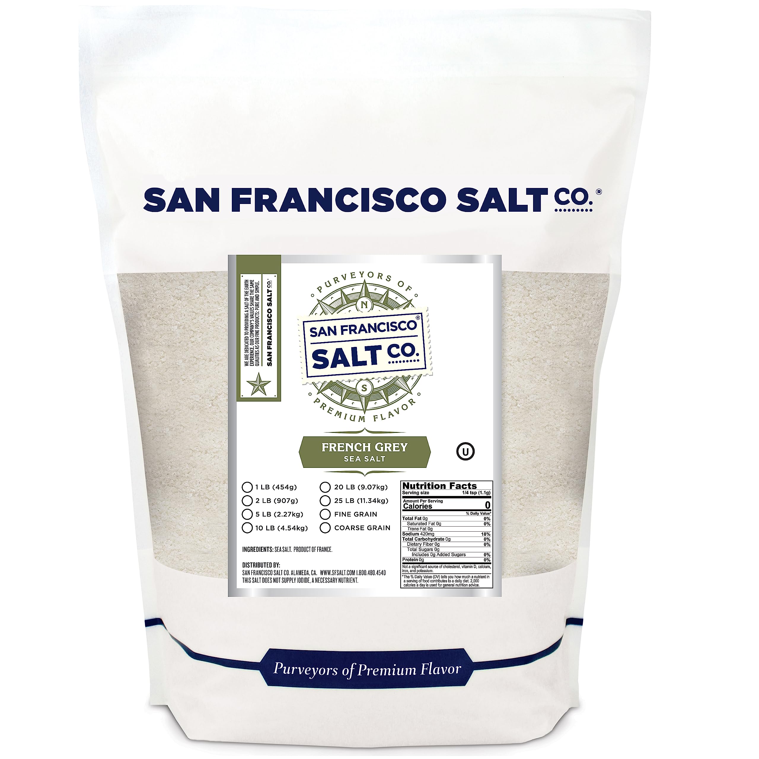 French Grey Sea Salt 2 lb. Bag Fine Grain - Sel Gris by San Francisco Salt Company