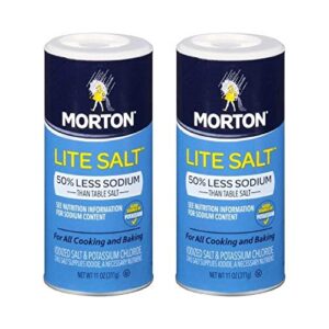 Morton Lite Salt, With Half The Sodium Of Table Salt, 11 oz (2pack)