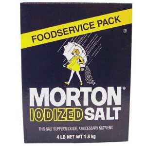 morton iodized salt 4lb. box. a1