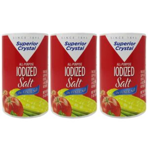 salt superior crystal the finer iodised salt, 3 pack each 26 oz