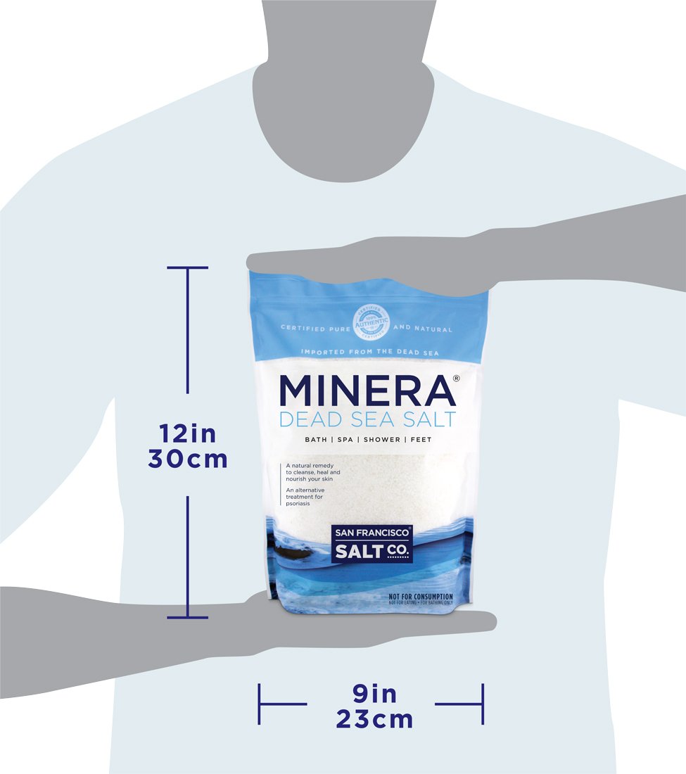 Minera Dead Sea Salt, 100% Pure & Natural, 5 lbs. Fine Grain (0-1.7 mm) Bulk Bag, Easily Dissolving Dead Sea Salts for Soaking & Bathing, Skin Nourishing Fine Sea Salt, Unscented