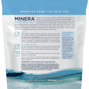 Minera Dead Sea Salt, 100% Pure & Natural, 5 lbs. Fine Grain (0-1.7 mm) Bulk Bag, Easily Dissolving Dead Sea Salts for Soaking & Bathing, Skin Nourishing Fine Sea Salt, Unscented