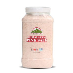 himalayan chef pink salt fine grain, plastic jar - 5lbs gmo & gluten-free