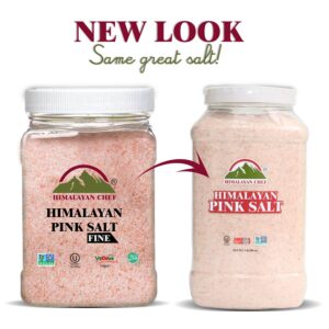 Himalayan Chef Pink Salt Fine Grain, Plastic Jar - 5lbs GMO & Gluten-Free