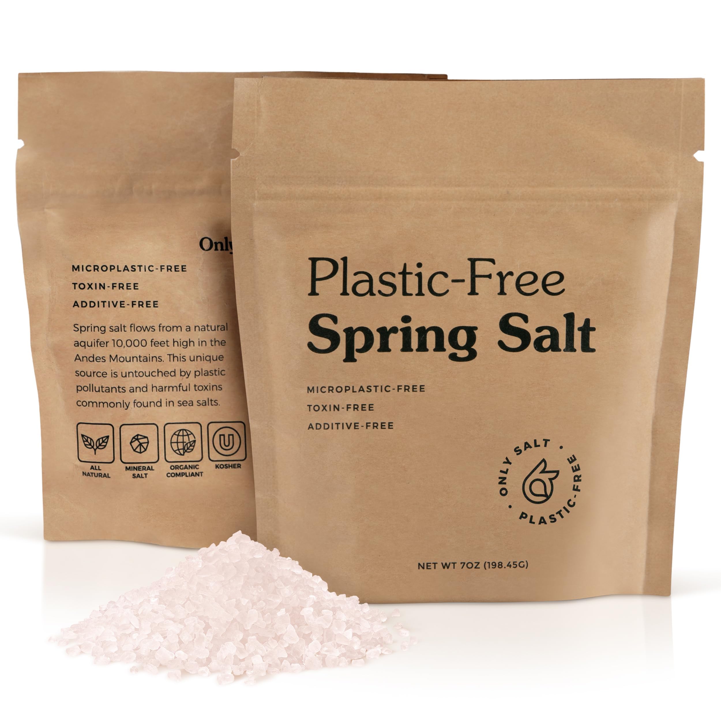 Spring Salt - Organic - Microplastic Free Sea Salt - Coarse - 7oz Pouch