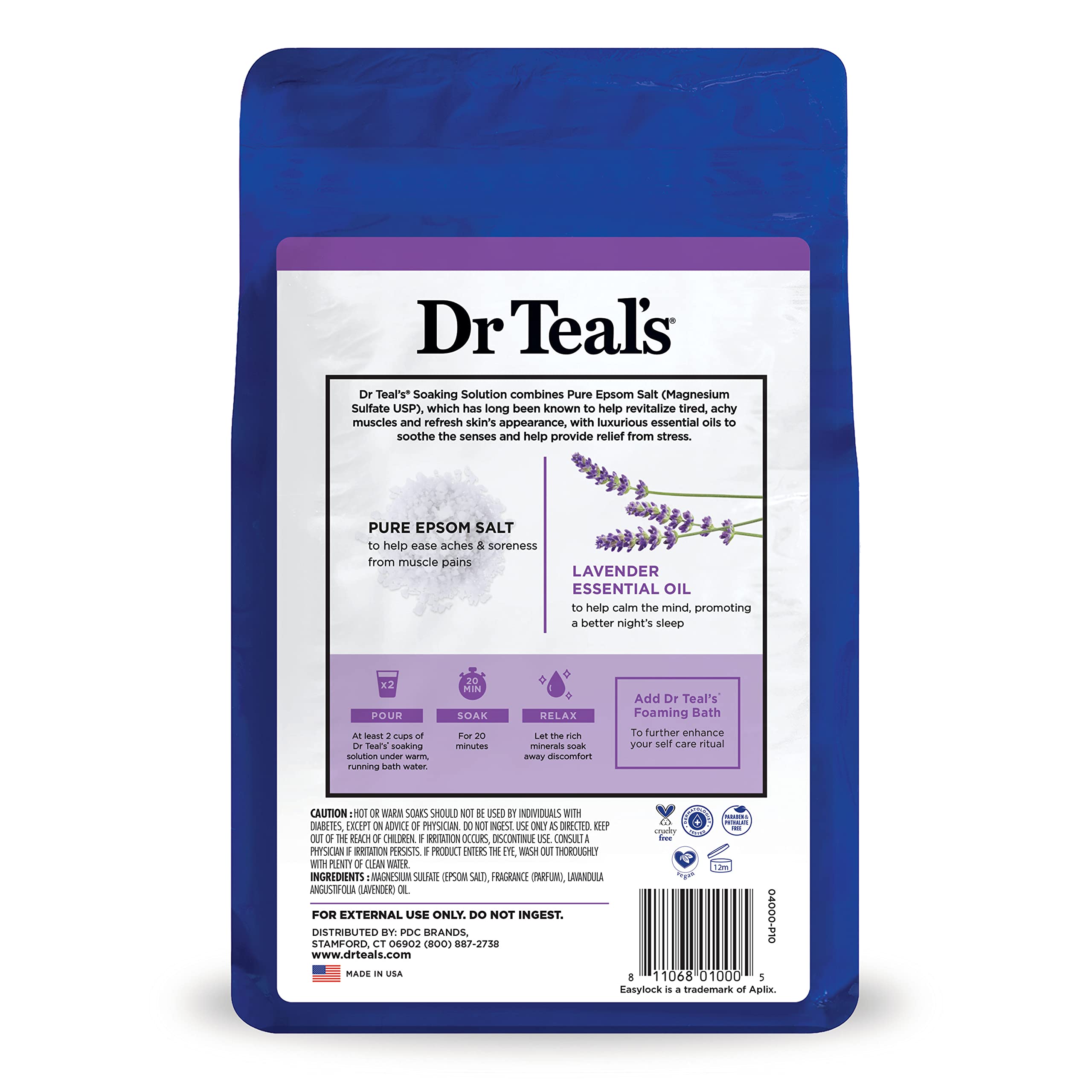 Dr Teal's Epsom Salt Soaking Solution, Soothe & Sleep, Lavender, 3lbs (Packaging May Vary)