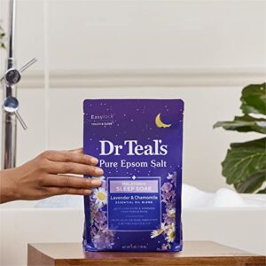 Dr Teal's Pure Epsom Salt Soak, Sleep Blend with Melatonin, Lavender & Chamomile Essential Oils, 3 lbs