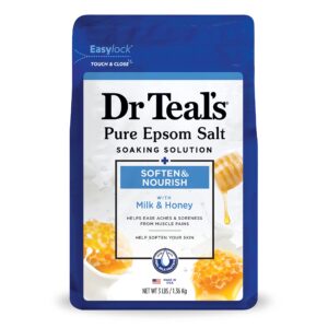 dr teal's epsom salt soaking solution, soften & nourish with milk and honey, 48 oz (packaging may vary)