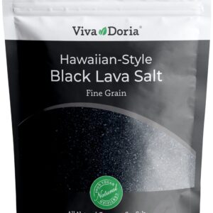 Viva Doria Hawaiian Black Lava Sea Salt, Fine Grain, Lava Salt, 5 lb (2.27 kg)