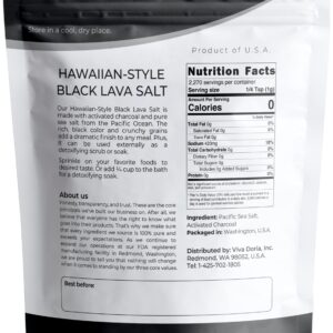 Viva Doria Hawaiian Black Lava Sea Salt, Fine Grain, Lava Salt, 5 lb (2.27 kg)