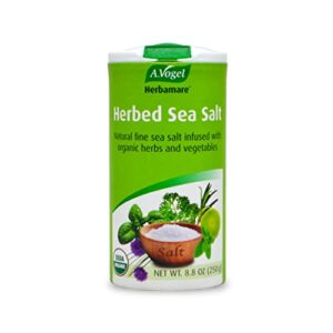 a. vogel herbamare seasoned sea salt - usda organic - seasoning salt infused with 12 herbs - 33% less sodium - non-gmo - gluten free - kosher - 8.8 oz