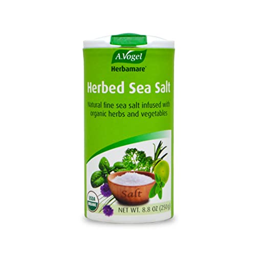 A. Vogel Herbamare Seasoned Sea Salt - USDA Organic - Seasoning Salt Infused with 12 Herbs - 33% Less Sodium - Non-GMO - Gluten Free - Kosher - 8.8 oz