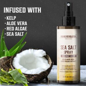 Viking Revolution Coconut Sea Salt Spray for Hair Men - Hair Texturizing Spray with Kelp, Aloe Vera & Red Algae Extract - Surf Spray to Add Volume and Texture - Sea Salt Spray for Men Beach Hair Spray