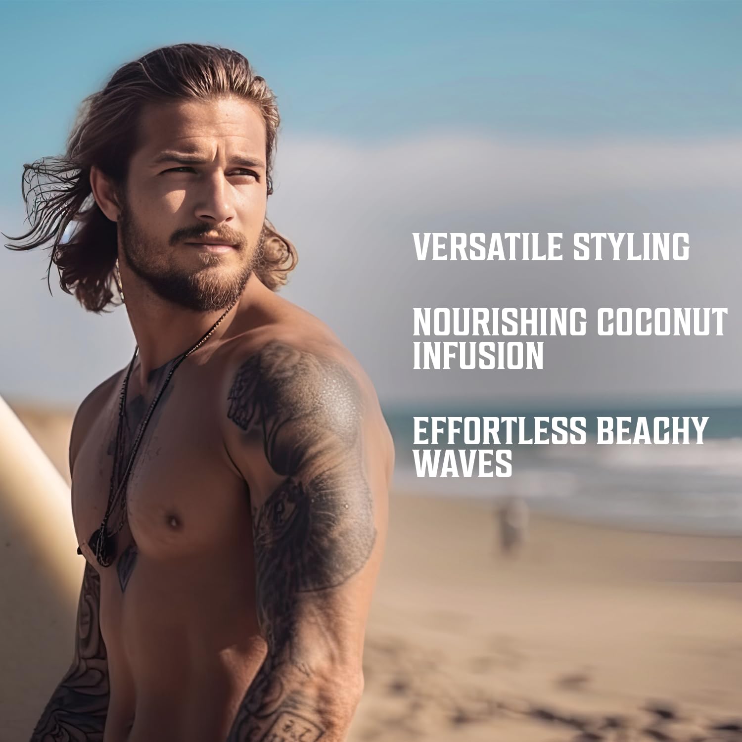 Viking Revolution Coconut Sea Salt Spray for Hair Men - Hair Texturizing Spray with Kelp, Aloe Vera & Red Algae Extract - Surf Spray to Add Volume and Texture - Sea Salt Spray for Men Beach Hair Spray