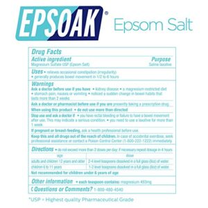 Epsoak Epsom Salt 5 lb. Magnesium Sulfate USP. (Qty. 1 x 5lb. Bags) Resealable Epsom Salt Bulk Bags Unscented, Made in The USA, Cruelty-Free Certified