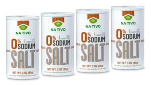 0% sodium salt substitute - nativo wellness - salt alternative - gluten free - low in calories - reduce your daily sodium intake - with natural food products - keto friendly - non-gmo - 4 x 3oz