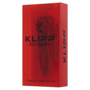 Nail Clippers for Men with Catcher - KLIPP Razor-Sharp Heavy Duty Self-Collecting Nail Cutters with Ergonomic Lever Keep Fingernails and Toenails Impeccably Manicured - Includes Ziplock Pouch