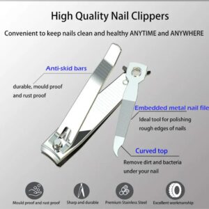 Nail Clippers Set, Toenail Clippers, Fingernail Cutters, Stainless Steel Toe Nail Clippers (Large & Small)