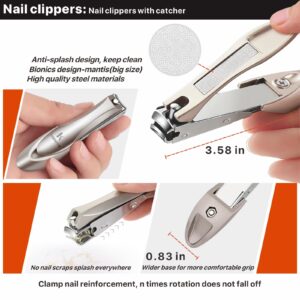 Toenail Clippers for Seniors Thick Toenails, Toe Nail Clippers Adult Thick Nails long handle, Professional Heavy Duty Nail Clippers 6Pcs Black