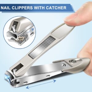 2024 New Nail Clippers, Upgrade Nail Clippers for Men with Wide Opening, Professional Ultra Sharp Nail Clippers with Catcher, Extra Large Heavy Duty Fingernail Clipper Cutter for Thick Nails