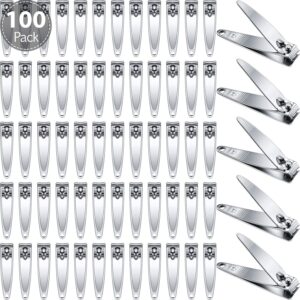 mudder 100 pieces nail clippers bulk for men and women stainless steel fingernail clippers flat toenail clippers portable travel fingernails pointed manicure pedicure sturdy trimmer set for men women