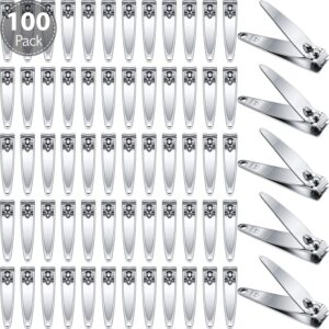 Mudder 100 Pieces Nail Clippers Bulk for Men and Women Stainless Steel Fingernail Clippers Flat Toenail Clippers Portable Travel Fingernails Pointed Manicure Pedicure Sturdy Trimmer Set for Men Women