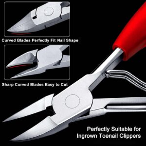 Biufesrst Toe Nail Clippers, Toenail Clippers for Seniors Thick Toenails Ingrown Toenails, Professional Finger Nail Clippers for Men Adult, Heavy Duty, Sharp Curved Blades Long Handle