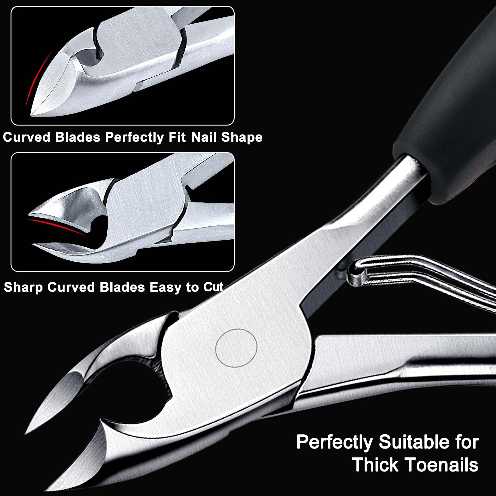 Biufesrst Toe Nail Clippers, Toenail Clippers for Seniors Thick Toenails Ingrown Toenails, Professional Finger Nail Clippers for Men Adult, Heavy Duty, Sharp Curved Blades Long Handle