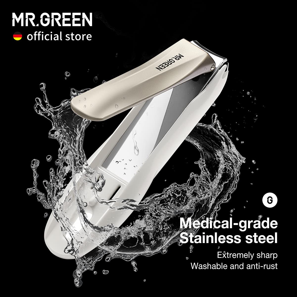 MR.GREEN Nail Clippers Anti Splash Fingernail Cutter Stainless Steel Manicure Tools Nail Scissors Detachable Design Nail Trimmer (Medium)