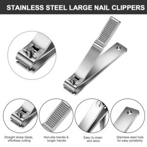 6 Pieces Large Toenails Clippers Straight Edge Toenails Clippers Stainless Steel Nails Cutters for Men Women Thick Nails