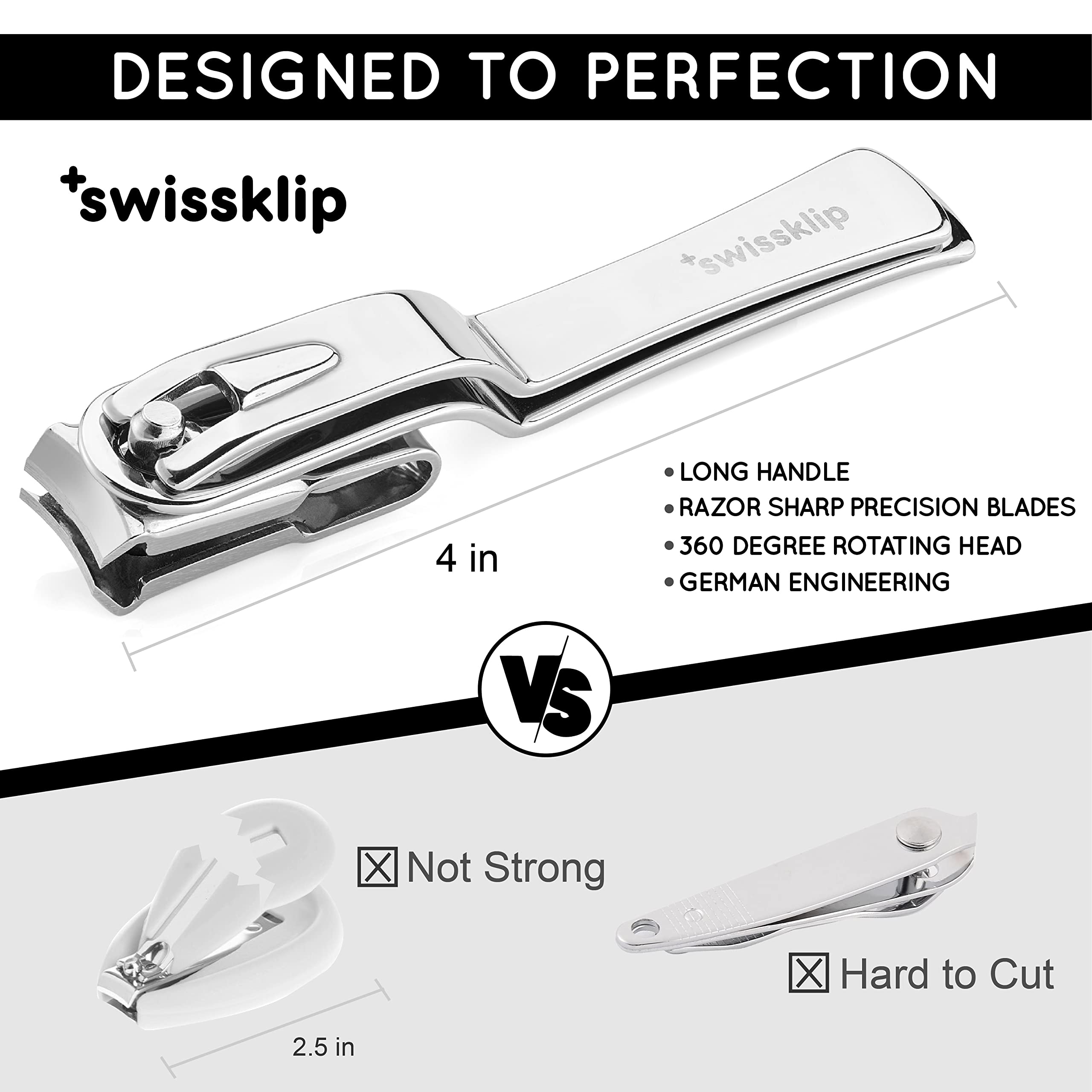 Swissklip Nail Clippers for Men I Well Suited as Finger Nail Clippers Adult I Also Can be Used as Fingernail Clippers for Women I Swissklip Nail Clipprs rate among The Best Nail Clippers (1 Pack)