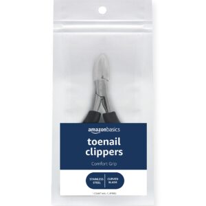 Amazon Basics Toenail Clippers with Comfort Grip, Black