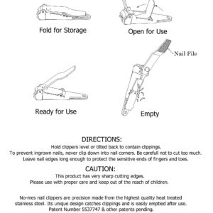 No-Mes Fingernail and Toenail Clipper Gift Set, Catches Clippings, Made in USA