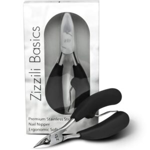 zizzili basics toenail clippers for thick or ingrown toenail - large handle for easy grip + sharp stainless steel - best nail clipper & pedicure tool for seniors - maintain healthy nails with ease