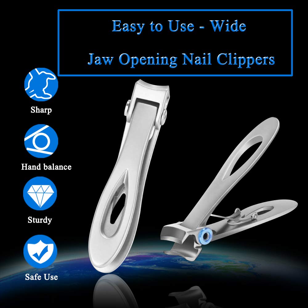 Nail Clippers for Thick Nails - Pretty Diva Wide Jaw Opening Oversized Nail Clippers, Stainless Steel Heavy Duty , Extra Large Toenail Clippers for Seniors Elderly