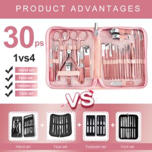 Manicure Set 30 in 1 Nail Clipper set, REDFLOW nail clippers, fingernail & toenail clippers, Manicure Tools, pedicure tools, Suitable for Travel Manicure Kit, Nail Set Kit With Everything Profe