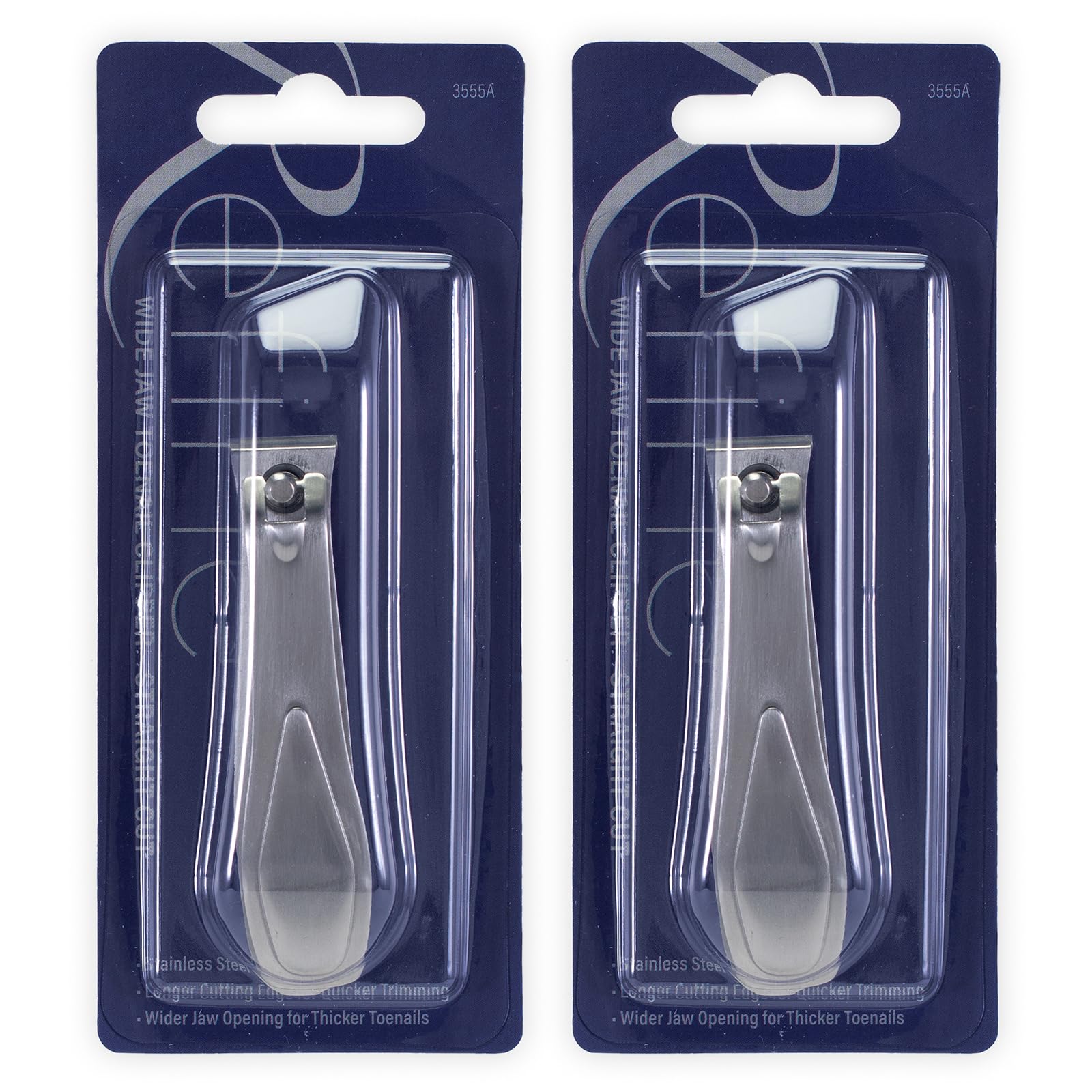 REFINE Wide Jaw Straight Cut Toenail Clipper, Stainless Steel, 2 Count