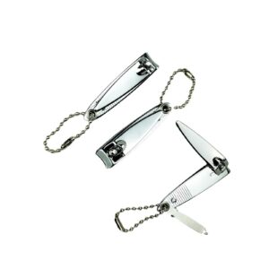 QPOIBSD 2'' Mini Finger Nail Clipper Manicure Trimmer Curved Edge, File & Key Chain ，White (2IN，3Pcs, 3.00)