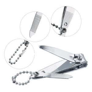 QPOIBSD 2'' Mini Finger Nail Clipper Manicure Trimmer Curved Edge, File & Key Chain ，White (2IN，3Pcs, 3.00)