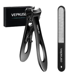 nail clippers for thick nails -stainless steel heavy duty, wide mouth professional fingernail and toenail clippers set for men, women & seniors,black