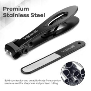 Nail Clippers for Thick Nails -Stainless Steel Heavy Duty, Wide Mouth Professional Fingernail and Toenail Clippers Set for Men, Women & Seniors,Black