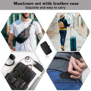 Fathers Day Manicure Set Nail Clippers Nail Tools Pedicure Supplies Nail Clippers for Women Men Manicure Kit Fingernail Toenail Clippers 8 in 1 Manicure Tools Black with Leather Travel Case