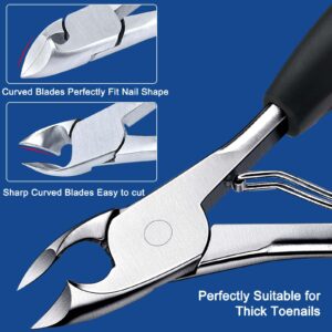 Biufesrst Toenail Clippers, Nail Clipper for Seniors Thick Toenails, Ingrown Heavy Duty Nail Clippers, Extra Large Professional Adult Toe Nail Clipper Sets with Long Handle